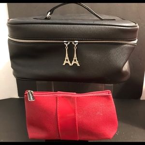 Lancôme Black Case w Handle and Red Cosmetic Bag